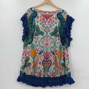 Sundance‎ peacock fringe tassel bathing suit pool cover up